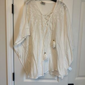 Show Me Your MuMu White Embroidered Tunic / Coverup with Tassels